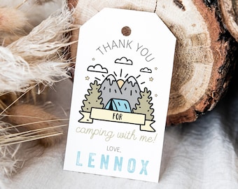 EDITABLE One Happy Camper Favor Thank You Gift Tag - Calling all Campers Camping Mountain Simplistic Favor Tag 2x3.5 PDF