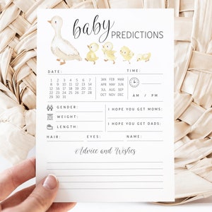 Bewerkbare wenskaart een klein eendje babyshower - wensen voor baby eend - eendje genderneutraal douchevoorspelling douchekaart pdf 5 x 7