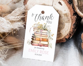 EDITABLE A New Chapter Will Soon Begin Baby Shower Thank You Gift Tag - Storybook Baby Shower- Library Baby Shower Baby Favor Tag 2x3.5 PDF