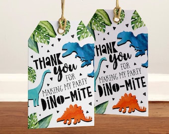 T-Rex Dinosaur Birthday Thank you Favor tag PDF DIY - Favor Thank You Gift Tag - Instant Download Gift Tag