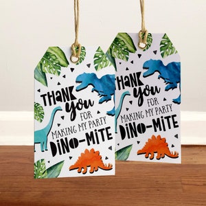 T-Rex Dinosaur Birthday Thank you Favor tag PDF DIY - Favor Thank You Gift Tag - Instant Download Gift Tag
