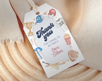 EDITABLE Baseball Rookie of the Year Birthday Favor Thank You Gift Tag/Little Slugger Baseball Tag/Sports First Birthday Gift Tag 2x3.5 PDF