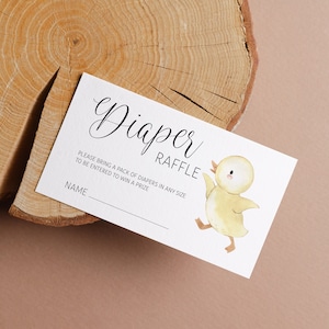 Tirage au sort de couches pour baby shower « Un petit canard va bientôt arriver » - Shower de bébé canard - Invitation pour une tombola de couches-culottes, insérer un fichier PDF