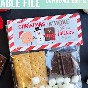 Christmas is S&#39;more Fun with Friends like You Gift Tag - S&#39;more Goodie Bag Christmas Exchange School Classroom Kids Gift Tag EDITABLE DIY
