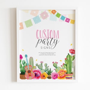 EDITABLE First Fiesta Birthday Custom Sign - Summer Watercolor Mexican Cactus Fiesta Birthday Signs - Fiesta Decor Table Signs DIY 8x10