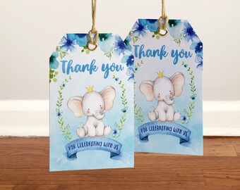A Little Peanut is on the way Boy Elephant Baby Shower Thank you Favor tag PDF DIY - Favor Thank You Gift Tag - Instant Download Gift Tag