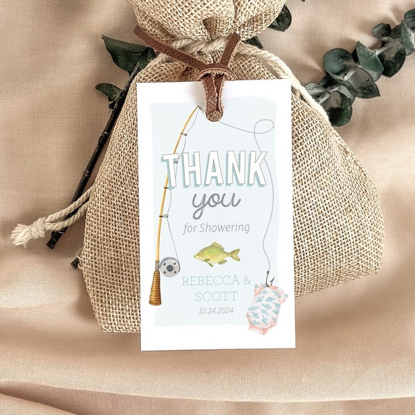 Editable Baby Fisherman is on the Way Baby Shower Thank you Favor Tag -  Fishing Baby Thank you Tag -Little Fisherman Thank You Tag PDF DIY