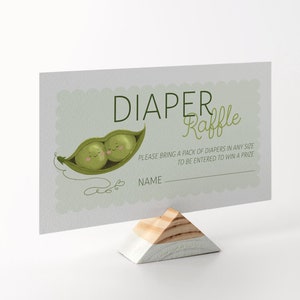 BearbeitbarTwo Peas in a Pod Baby Shower Windel Raffle- Twin Erbsen in einem Pod Neutral Green Twin Windel Raffle Ticket Insert - PDF 2x3.5