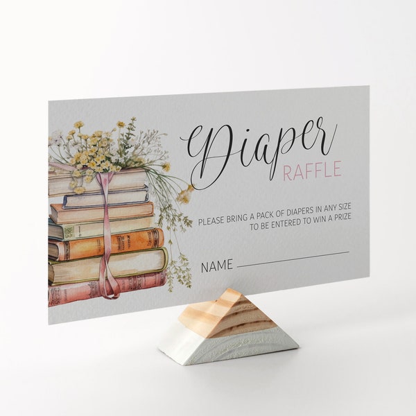 Editable A New Chapter Will Soon Begin Shower Diaper Raffle - Storybook Baby Shower Diaper Raffle Ticket Insert - Diaper Insert  PDF 2x3.5