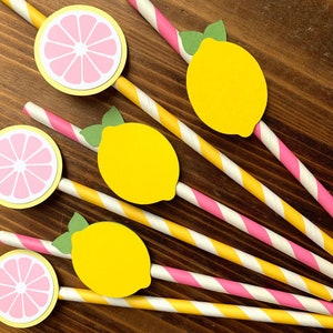 Lemon Mango Cup Straw Toppers set of 3 for Tumbler, Straw Cup