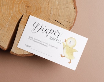 Editable A Little Duckling will Soon Arrive Baby Shower Diaper Raffle - Duck Baby Shower - Duckling Diaper Raffle Invitation Insert PDF