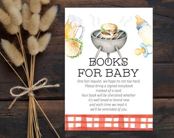 Bewerkbaar broodje in de oven, hamburgers op de grill BBQ Babyshowerboeken voor baby - Bbq Genderneutraal Breng een boekuitnodiging in PDF 3,5x5