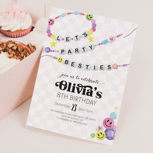 Editable Friendship Bracelet Birthday Invitation - Beastie Bead Bracelet Jewelry Invite - Jewelry Making Birthday Invite - 5x7 PDF