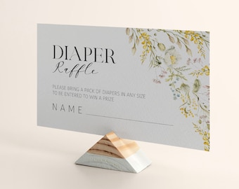 Editable Wildflower Baby Shower Diaper Raffle - Baby in Bloom Baby Shower - Floral Little Wildflower Diaper Raffle Invitation Insert PDF