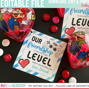 EDITABLE, Video Game Valentines Day Kids Gift Tag - Gamer Valentines - Classroom Valentines - Our Friendship in on another level