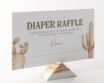 Editable Little Cowboy Baby Shower Diaper Raffle -Wild West Rodeo Baby Shower -Desert Baby South Western Diaper Raffle PDF 2x3.5