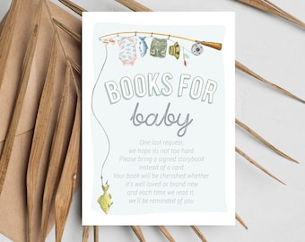 Editable Baby Fisherman is on the Way Baby Shower Books for Baby - Fishing Baby Books for Baby - Little Fisherman Book Insert PDF 3.5x5