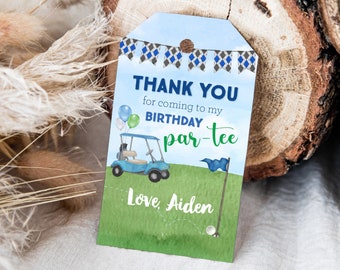 Editable Golf Par-tee Thank you Favor Tag - Boy Golfing Birthday Party Thank You Favor Gift Tag - Thank you for coming to my Par-tee