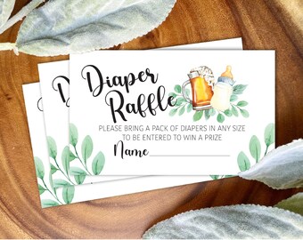 EDITABLE A Baby is Brewing Diaper Raffle Ticket - Beer and Baby Bottle Baby Shower Diaper Raffle Ticket - Watercolor Beer Brewing Shower