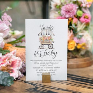 Bewerkbare Vintage Baby In Bloom Floral Baby Douche Boeken voor Baby - Floral Stand Baby Breng een Boek Bibliotheek Babykaart PDF 3.5x5