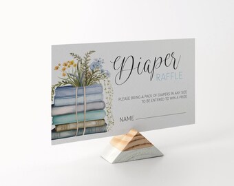 Sorteo de pañales para baby shower Editable Pronto comenzará un nuevo capítulo - Boleto de sorteo de pañales para baby shower de cuentos para niños Biblioteca de insertos PDF 2x3.5