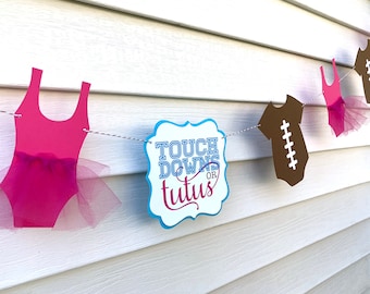 Touchdowns or Tutus gender Reveal baby shower Banner - Quarterback or Cheerleader  - Pink or Blue Gender Reveal Banner