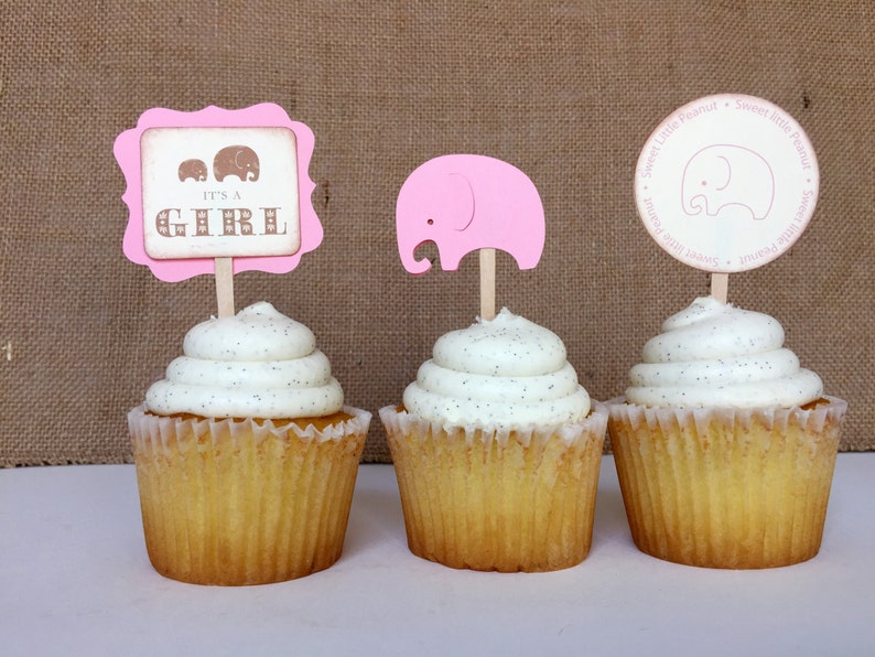 It's a Girl Elephant... Vintage Baby Shower Cupcake Etsy