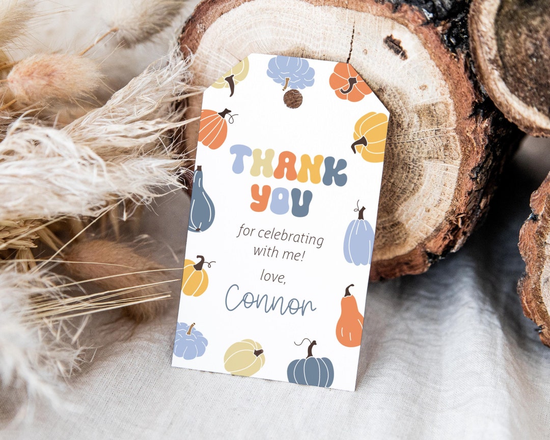 Editable Our Little Pumpkin Birthday Thank You Favor Tag -retro Boy ...