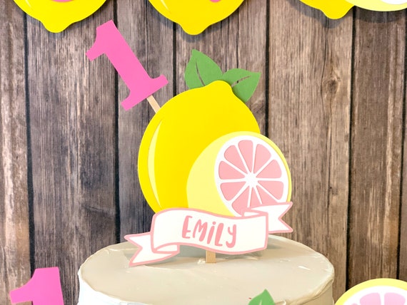 Sweet Little Lemon Birthday CAKE TOPPER - Citrus Lemon Birthday Smash Cake Topper - Pink Lemonade Birthday Cake Topper - Any Age/Name