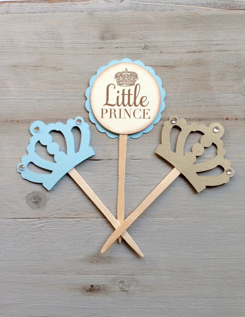 Vintage Little Prince Baby Boy Blue and Gold Birthday / Baby Etsy