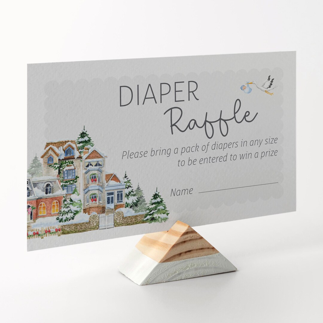 Village Raffle Editable It Takes a Village Baby Baby Shower Diaper Raffle- Winter ...