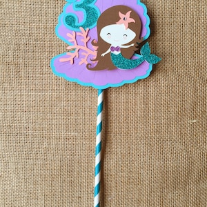 Little Mermaid Under the Sea Happy Birthday Glitter Cake topper/Center Piece