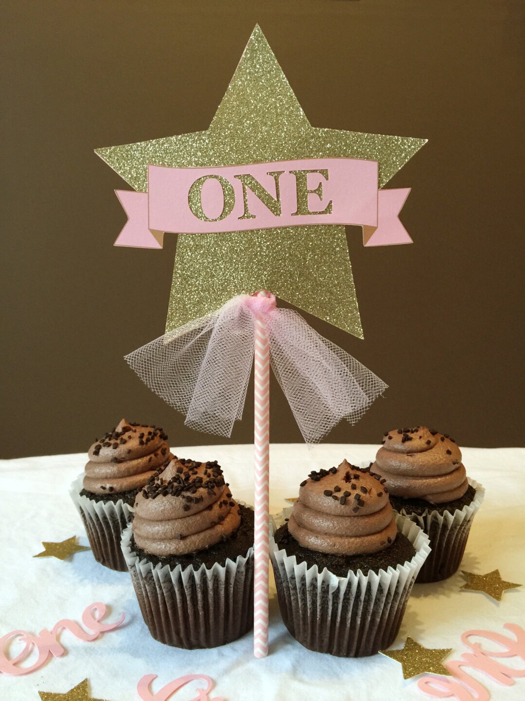 Twinkle Twinkle Little Star Birthday Cake Topper - Pink and Gold ...
