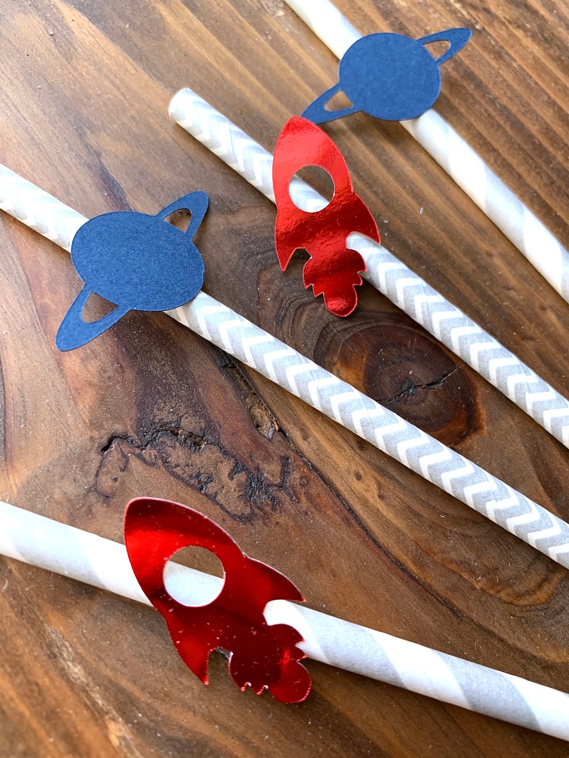 Santa Paper Straw Rockets 12 Astronaut Outer Space Rocket Paper Straws Silver Paper | Etsy