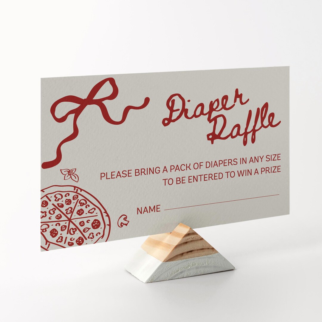 Pizza Raffle Box Editable A Special Delivery Baby Shower Diaper Raffle Ticket - Red ...