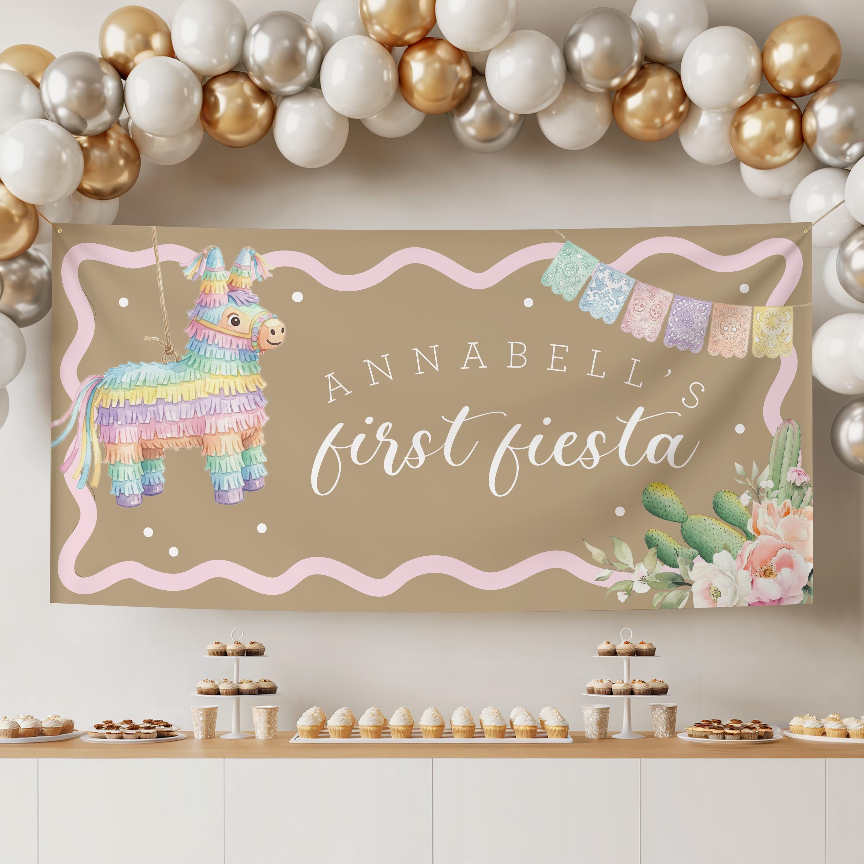 EDITABLE Printable First Fiesta Piñata Birthday Poster - Watercolor ...
