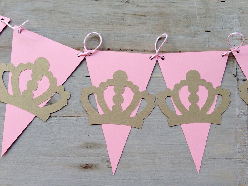 Little Princess Pink and shimmery gold Baby Shower / Little Princess birthday banner / Garland image 1