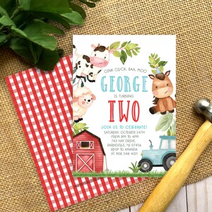 EDITABLE Farm Boy Birthday Editable Favor Thank You Gift Tag - Boy Red ...