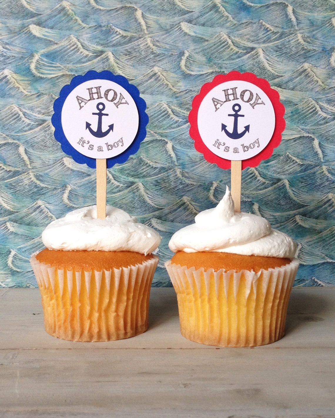 12 Ahoy Its a Boy Baby Shower Cupcake Toppers can Be Changed Etsy
