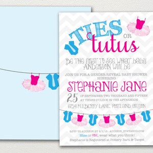 12 TIES OR TUTUS - Gender reveal baby shower Thank you favor tags (set of 12) imagem 5