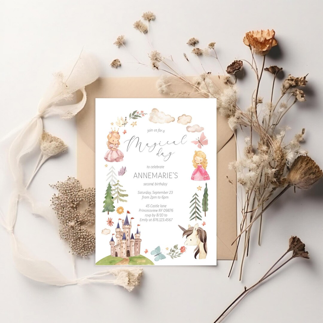 Editable Princess Magical Day Birthday Party Invitation/royal ...