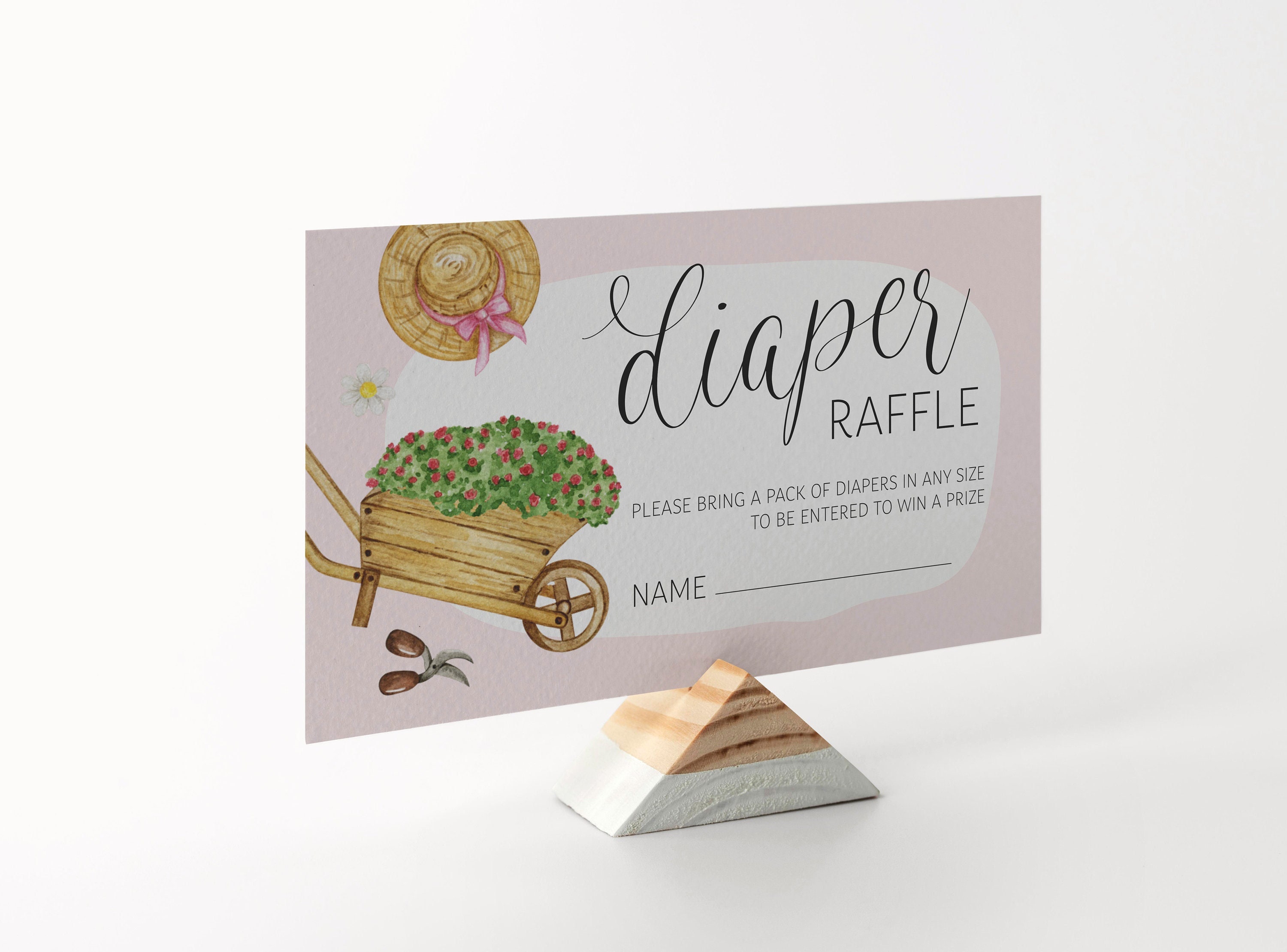 Editable Baby in Bloom Baby Shower Diaper Raffle - Gardening Baby ...