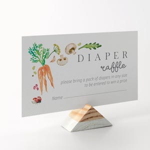 Editable Locally Grown Shower Diaper Raffle Ticket - Farmer&#39;s Market Little Sprout Homegrown Baby Shower Library Book Insert Card PDF 2x3.5