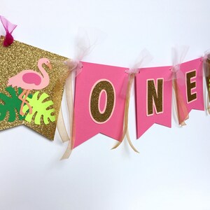 CUSTOM Flamingo Summer Tropical Birthday Banner - Let&#39;s Flamingle - Summer Birthday Party - High Chair Banner - Custom Wording on Banner