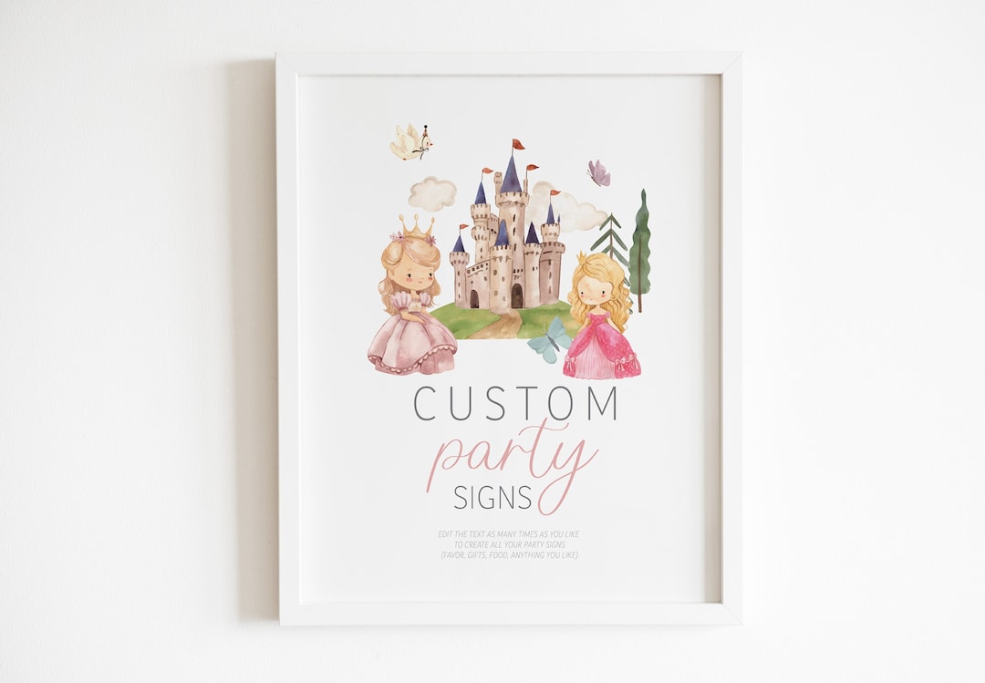 Princess Custom Signs EDITABLE Princess Magical Day Birthday Custom Sign -royal Celebration ...