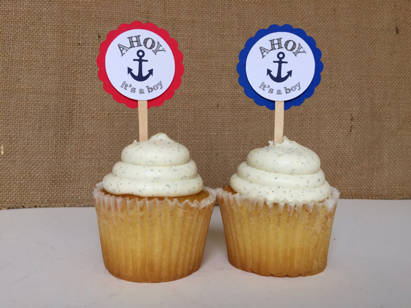 12 Ahoy Its a Boy Baby Shower Cupcake Toppers can Be Changed Etsy
