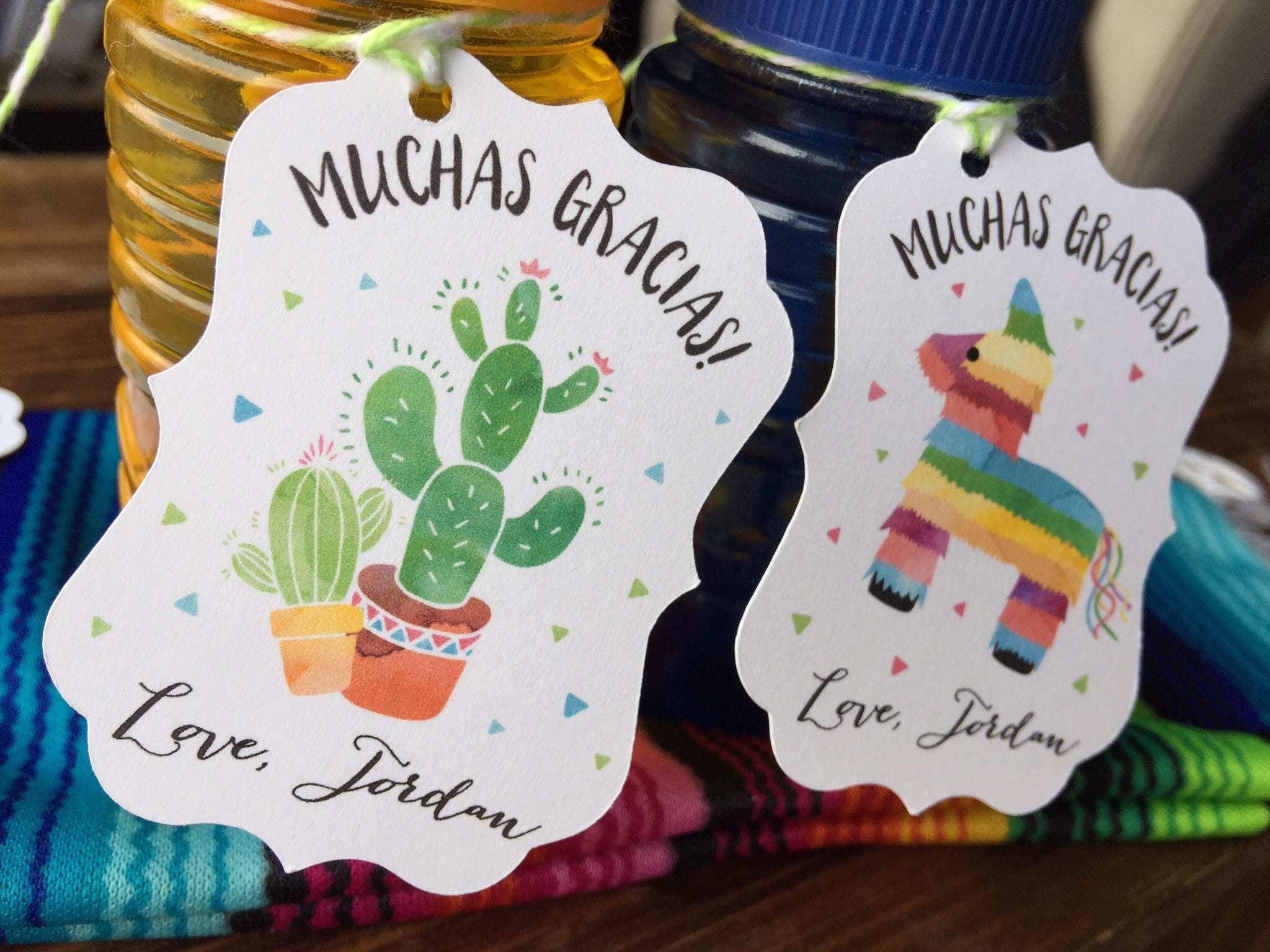 12 Muchas Gracias Thank You Mexican Fiesta Party Favor Tags