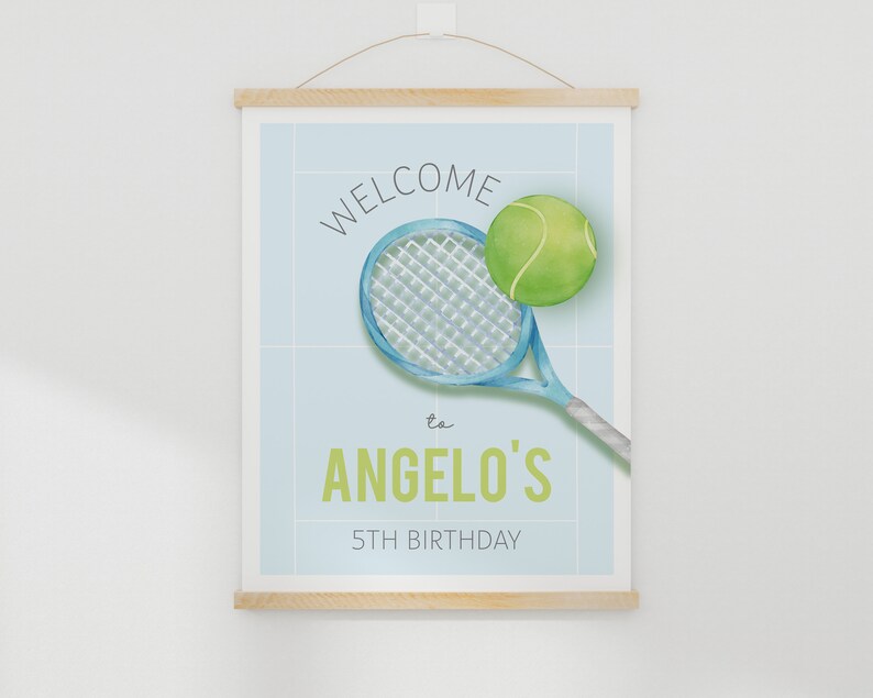 Tennis Racket Sign Custom EDITABLE Tennis Ball Boy Birthday Custom Sign - Sports It's Game Time ...