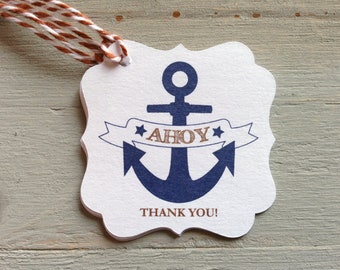 12 Ahoy thank you tags (nautical baby shower / birthday party)