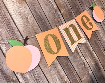 Sweet as a Peach High Chair Birthday Banner - Happy Birthday Little Peach Banner - Sweet ONE high chair banner